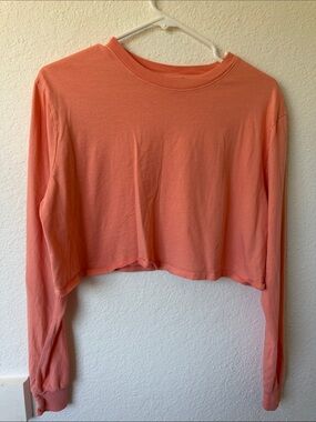 Outdoor Voices Women’s Everyday Crop Tee Ling Sleeve Melon Pastel Orange Sz S